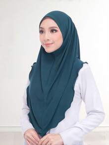 قطعة واحدة وشاح إسلامي محجبة لون سادة للنساء ، أوشحة طويلة لفة الرأس حجاب - متعدد الألوان - مشاهدة 28