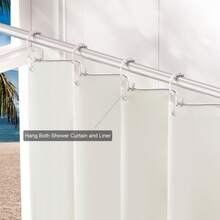 Móc treo rèm tắm bằng nhựa, Vòng móc treo rèm tắm, Móc treo rèm tắm đôi, Móc treo rèm tắm, Móc treo rèm tắm, Thích hợp để lót rèm phòng tắm, Trang trí phòng tắm - trắng - Xem 3