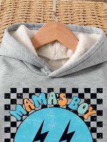 男童卡通印花保暖连帽衫和运动裤套装 - 灰色 - 查看 3