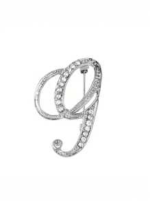 1 件 A-Z 字母水钻胸针 - 欧式风格，合金材质，镶嵌闪亮宝石，时尚别针，适合西装、衬衫、夹克、连衣裙、西装外套和毛衣，适合日常通勤、商务会议、约会和活动办公室配饰珠宝圣诞节万圣节衣服别针有趣可爱的教师礼物 - 銀色 - 查看 11