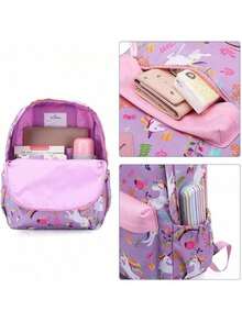 Polaris Preschool Backpack Kindergarten Little Kids Toddler Elementary School Backpacks For Boys And Girls With Chest Strap(Purple Unicorn) - 紫色獨角獸 - 查看 11