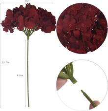Silk Hydrangea Heads With Stems Artificial Flowers Heads For Home Wedding Decor,Pack Of 10 (White) - Đỏ claret mới - Xem 4