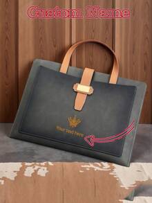 1pc Customized Premium Leather Business Briefcase/Document Bag, Stationery Pouch, A4 Large Capacity 13.78*9.84in, (Can Customize With Your Unique Design, 26 Letters, Photos, Names, Illustrations, Text), Best Holiday Gift. Personalize Your Own Treasure. - Multicolor - View 16