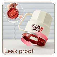 WORTHBUY 1 个 400/480ML 304 不锈钢咖啡杯,双层隔热咖啡杯,奶茶水杯带手柄和盖子,密封防漏饮水杯,适合学生和成人在家中、学校、宿舍、办公室、户外露营、野餐、旅行、上学时使用 - 彩色 - 查看 8