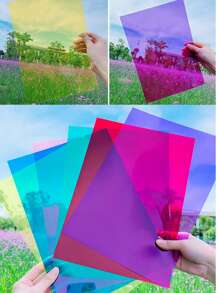 5pcs 0.3mm A4 Colored PVC Plastic Sheets, DIY Binding Soft/Hard Sheets, Colored Film Plastic Thin Sheets, Handmade DIY Translucent Film Plastic Sheets (With Protective Film On Both Sides, Remove Before Use) - one-size - View 4