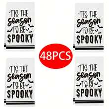 2/4/6/48pcs Ghostly Letter Print Soft Kitchen Towels/Hand Towels, Multi-Purpose, Quick Drying Dish Cloths, Suitable For Kitchen, Celebrations, Weddings, Decorations And More