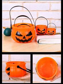 全新万圣节装饰南瓜桶手提包，3D趣味酒吧派对氛围玩具装饰 - 彩色 - 查看 7