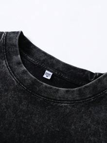 Cartoon  Printed Washed Cotton T-Shirt, Made Of 100% Cotton High-Quality Fabric, Fine Needle Carding, Relaxed And Comfortable, Suitable For Both Men And Women, Suitable For Young Street Hipsters. - màu đen - Xem 3