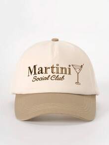 1 件女式刺绣马提尼酒杯拼色棒球帽，可调节户外防晒休闲帽，适合春秋旅行、海滩、男女通用青年 Y2K 风格 - 棒球帽 - 查看 2