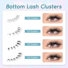 Bottom Lash Clusters 4 Styles Bottom Lashes 0.07 Thickness Clear Band Bottom Lash Extension 210pcs Bottom Lashes Clusters Natural Look Manga Bottom Eyelashes By - 自然下睫毛 - 查看 6