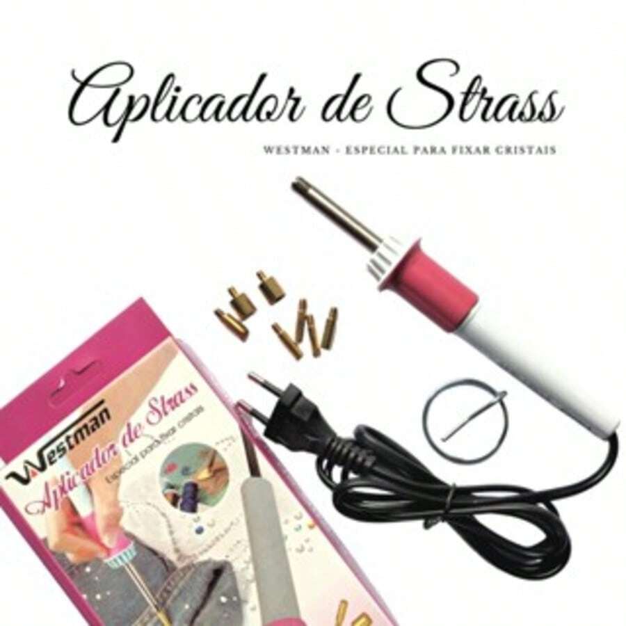 Aplicador de Strass com 7 Ponteiras Westman - Rosa e Branco - Visão 1