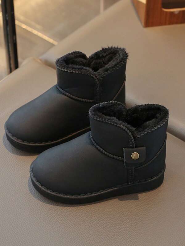 زوج من بوت الثلج المبطنة للأطفال، تصميم سميك مضاد للانزلاق ضروري للشتاء