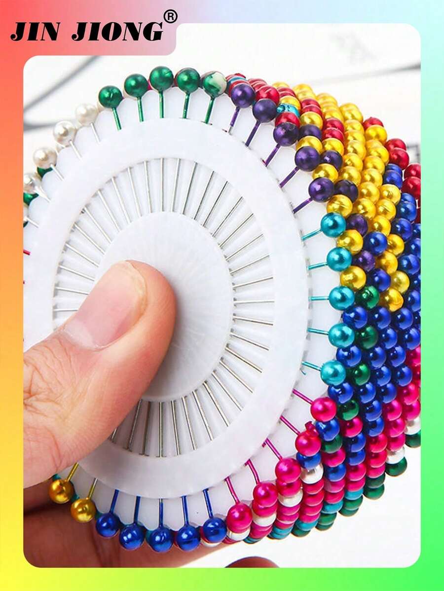40pcs/set Colorful Round Head Pins For Garment Cutting & Pearl Beads Fixing