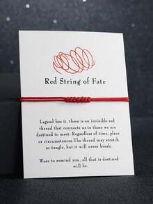 1pc Red String Of Fate Bracelet With 7 Knots, Lucky Friendship Braided Adjustable Paper Card Wristband