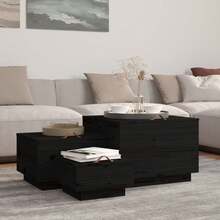 Larryhot Scatole portaoggetti et coperchi 3 pezzi in legno di pino massello nero, belle e pratiche, ideali per riporre e decorare la casa - nero - Visualizzare 2