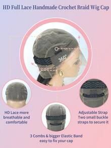 Mũ tóc giả bện móc thủ công HD Full Lace Mũ tóc giả ren móc 7" Mũ tóc giả màu đen tự nhiên Phân bổ đường may tùy ý để tạo kiểu tóc tự nhiên và chân thực, nhẹ và mềm mại, tiết kiệm thời gian hàng ngày cho nhiều kiểu tóc tết khác nhau - Nhiều màu - Xem 8