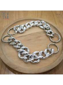 2 件适用于 DIY 凉鞋的亚克力粗链、手工包配件、银色亚克力鱼骨链，用于编织手提包带、手提包手柄、凉鞋 DIY 装饰 - 銀色 - 查看 8