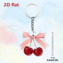 1 件 2D 亚克力双面蝴蝶结和樱桃图案吊坠钥匙扣包包饰品汽车配件可爱哥特 Y2k