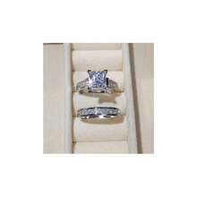 2pcs Luxury Square Cubic Synthetic Zirconia Rings Luxury All-Around Women's Rings Wedding Engagement Rings Set Fashion Jewelry