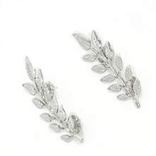 1 Pair Elegant Metal Wheat Ear Brooch, Suit Lapel Pin, Shirt Collar Decor, Groomsmen Accessory - Silver - View 5