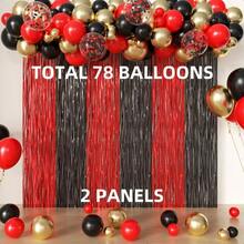 Red And Black Foil Fringe Curtains And Balloon Garland Arch Kit 2 Pack 3.2x8.2 Feet Backdrop Tinsel Curtains And 78 Pcs Balloons For Deadpool Twilight  Party Decorations Red And Black-0162 - Đỏ và Đen - Xem 2