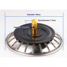 不锈钢厨房水槽滤网 - 抛光排水塞带毛发收集器，适用于浴室和厨房排水管保护 - 銀色 - 查看 3