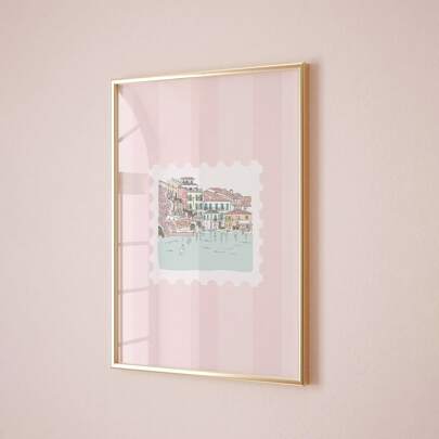 1pc Vintage Striped Countryside Style Wall Art, Whimsical Retro Cat Canvas Print Painting, Farmhouse Decor For Kids Room, Bedroom, Living Room Or Office, Retro Aesthetic Poster, Gift For Her, Framed Or Unframed Option