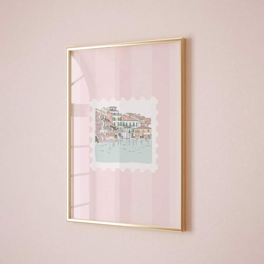 1pc Vintage Striped Countryside Style Wall Art, Whimsical Retro Cat Canvas Print Painting, Farmhouse Decor For Kids Room, Bedroom, Living Room Or Office, Retro Aesthetic Poster, Gift For Her, Framed Or Unframed Option