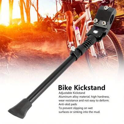 Adjustable Telescoping Mountain Bike Kickstand - 26.01-35.99cm Range, Heavy-Duty Aluminum Alloy With Secure Locking Mechanism, Fit For 40.64cm/50.8cm/60.96cm/66.04cm Tires, Black, Mountain Bike Accessories, Sleek Bike Accessory, Reliable Bike Stand, Durable Construction