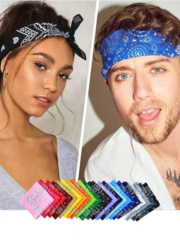 C&J FLORI Banda para la cabeza unisex con estampado de cachemira ideal para fiesta mexicana, festival escolar, estampado de paisley, banda para la cabeza multifuncional de estilo vintage para baile callejero que se puede usar como cintillo, bufanda, pañuelo, muñequera, apta para uso diario