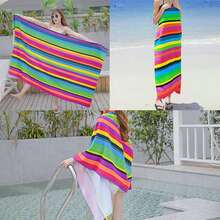 Striped Extra Large Microfibre Lightweight Beach Towel Quick Dry Travel Towel - Multicolor - View 11