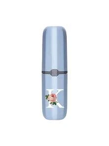 1pc Printed Rose Letter A-Z Blue Portable Toothbrush Holder, Keep Your Toothbrush Clean And Anytime, Anywhere! Travel Toothbrush Storage Box, Portable Toothbrush Cup Sleeve, Multi-Functional Toothbrush Cup, Travel Wash Cup, Toothbrush And Toiletries Storage Set, Suitable For Travel, Camping, Business Trip, School, Dorm Storage, Student Gift, Family Gift. - Blue - View 27