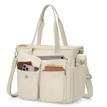 NEWHEY Canvas Tote Bags For Women Waterproof Large Work Tote Bag With Zipper Elegant Anti-Theft Shoulder Crossbody Bag For Casual College Travel Business Daily Shoulder Strap Lightweight - Multicolor - View 3