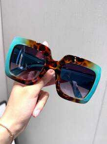 2025新款超大方形时尚眼镜，欧美风格方形墨镜 - 彩色 - 查看 13