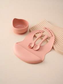 PopLittleOne 4 bucăți vesela din silicon pentru bebeluși, ajustare în 6 viteze, cu aspirație, bol anti-alunecare, lingură de antrenament, furculiță, set de cină contrastant de culoare - Multicolor - Vizualizare 20