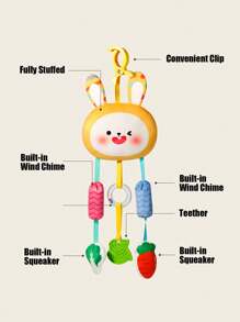 Quderbel Jouets pour bébés, doudou bébé peluche hochet carillon, décoration suspendue pour poussette, lit bébé, chambre d'enfant, siège auto, convient aux bébés garçons et filles de 0 à 3 ans