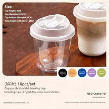 10pcs 20Pcs 50pcs/Set 360/400/420/500/520ml Plastic Drinking Cups With Lids Disposable Cups For DIY Iced Coffee Smoothie Cold Drinks Thick Direct Drinking Cup Milkshake Hot Coco Birthday Party Supplies With Random Kawaii Sticks