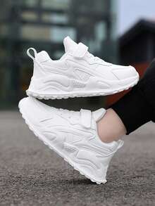 Casual Comfortable Solid Color Low Top Sneakers For Girls, Non-Slip Shock-Absorbing Sport Shoes For All Seasons - White - View 3