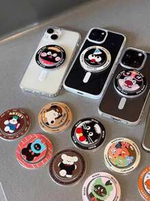 1pc Niche Design Cute Cat Magnetic Phone Holder, Retractable Foldable Desktop Stand Compatible With IPhone, Android Phone, Gift For Birthday, Family, Friends Push-Pull Phone Grip Phone Accessories - Multicolor - View 1