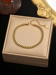 Chiếc vòng tay thời trang tối giản cá nhân hóa bằng thép không gỉ mạ vàng 18K này, kết hợp với những hạt vàng nhỏ và dây xích, thể hiện phong cách Pháp thanh lịch, phù hợp cho phụ nữ đeo trong các bữa tiệc, hẹn hò và công sở. - Vàng - Xem 11