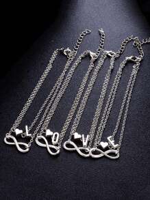 1 szt. Modna, uniwersalna biżuteria w stylu europejskim i amerykańskim, dwuwarstwowa bransoletka na kostkę w kształcie serca z 8 literami i 26 angielskimi literami