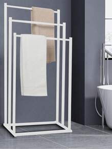 1pc Free Standing Towel Rack, 3 Tier Alloy Steel Stand, Blanket Drying And Display Rack For Oversized Bath Towels Bathroom Accessories, Next To Tub Or Shower (Black Or White)