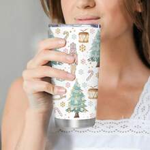 1 Peça Copo de Carro Isolado de Aço Inoxidável de 20oz Edição Limitada de Natal, Uma Reunião de Quebra-Nozes, Cavalo de Madeira e Árvore de Natal, Grande Capacidade, Pode Ser Usado Repetidamente, Uma Necessidade de Férias, Um Presente de Natal.