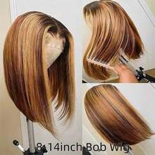 200% 密度直发 34 英寸蕾丝前假发，带婴儿头发 - 预漂白直发 13*6 蕾丝前假发，无胶混合发假发 - 渐变蜂蜜金色高光 P4/27 颜色蕾丝前假发，自然发际线 - 适合所有种族的优雅风格，耳到耳高清透明蕾丝前假发，巴西雷米真人混合发假发，适合初学者