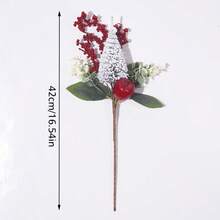 1 pieza, Ramas de pino con escarcha artificial y bayas, recortes de árbol de Navidad, ramas de cedro de Navidad para coronas y decoración navideña, tallos de árbol de Navidad de plástico para manualidades DIY