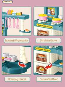 Kids Kitchen Playset - Mini Kitchen Utensils Set, Includes Cups, Cutlery, Milk, Cooking Accessories, Suitable For Children, Boys And Girls, Certified - Multicolor - View 5