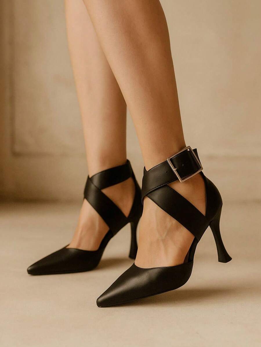 Women Heeled Sandals - Black - View 1