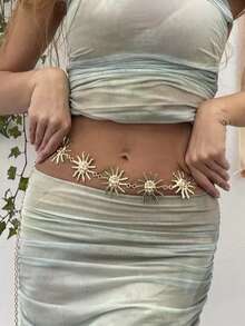 1pc Sexy Smiling Sun Decor Waist Chain For Women, Beach & Holiday Summer, School