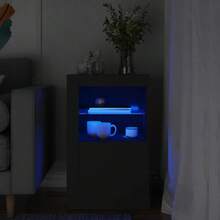 Larryhot Gabinete auxiliar con luces  de madera de ingeniería negra, hermoso y práctico, ideal para almacenamiento y decoración del hogar. - Negro - Ver 1