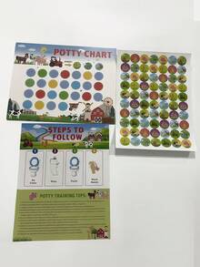 婴儿如厕训练表带贴纸 - 有趣的美人鱼、汽车和农场设计，适合男孩和女孩 - 彩色儿童激励工具，如厕训练座椅